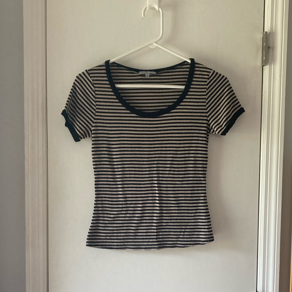 Minimalist Striped Black and Tan Women's Top